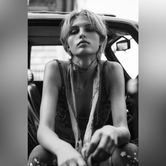 NWT ZARA BEADED SEQUIN BANDEAU TOP - Picture 4 of 6